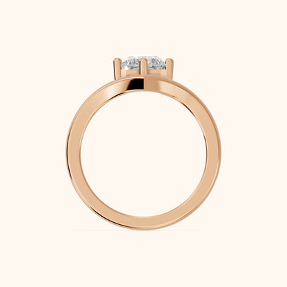 Evelyn Chevron Solitaire Radiant Diamond Engagement Ring in Rose Gold - FingerView