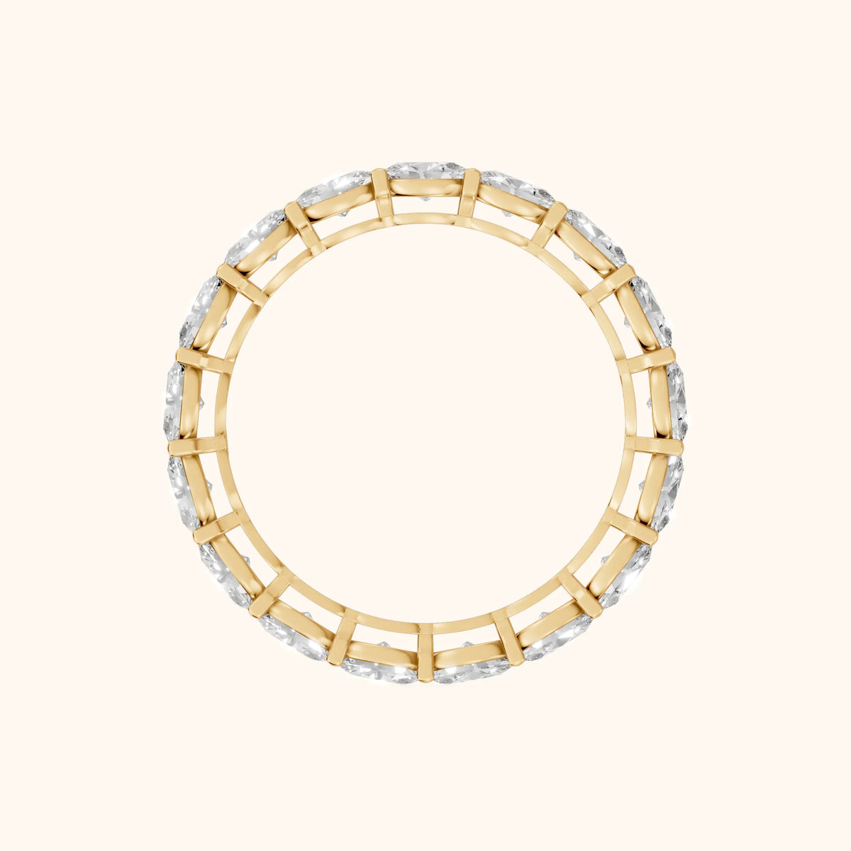 Silvia East-West Oval Diamond Eternity Band in Yellow Gold - FingerView