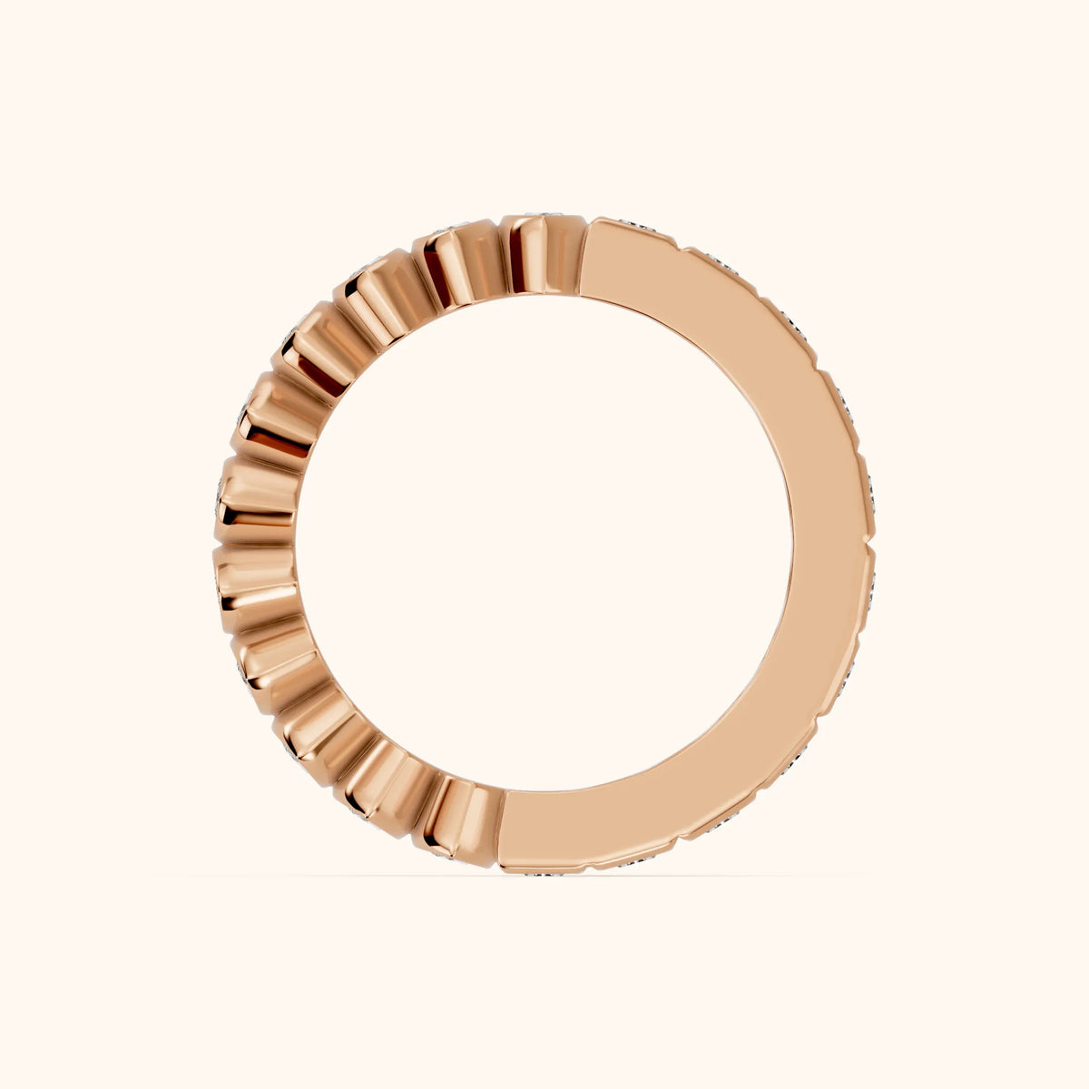 Pilar Bezel Marquise & Baguette Diamond Eternity Band in Rose Gold - FingerView