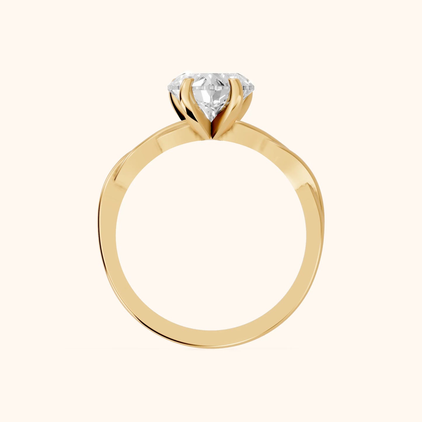 Iris Twist Heart Diamond Engagement Ring in Yellow Gold - FingerView