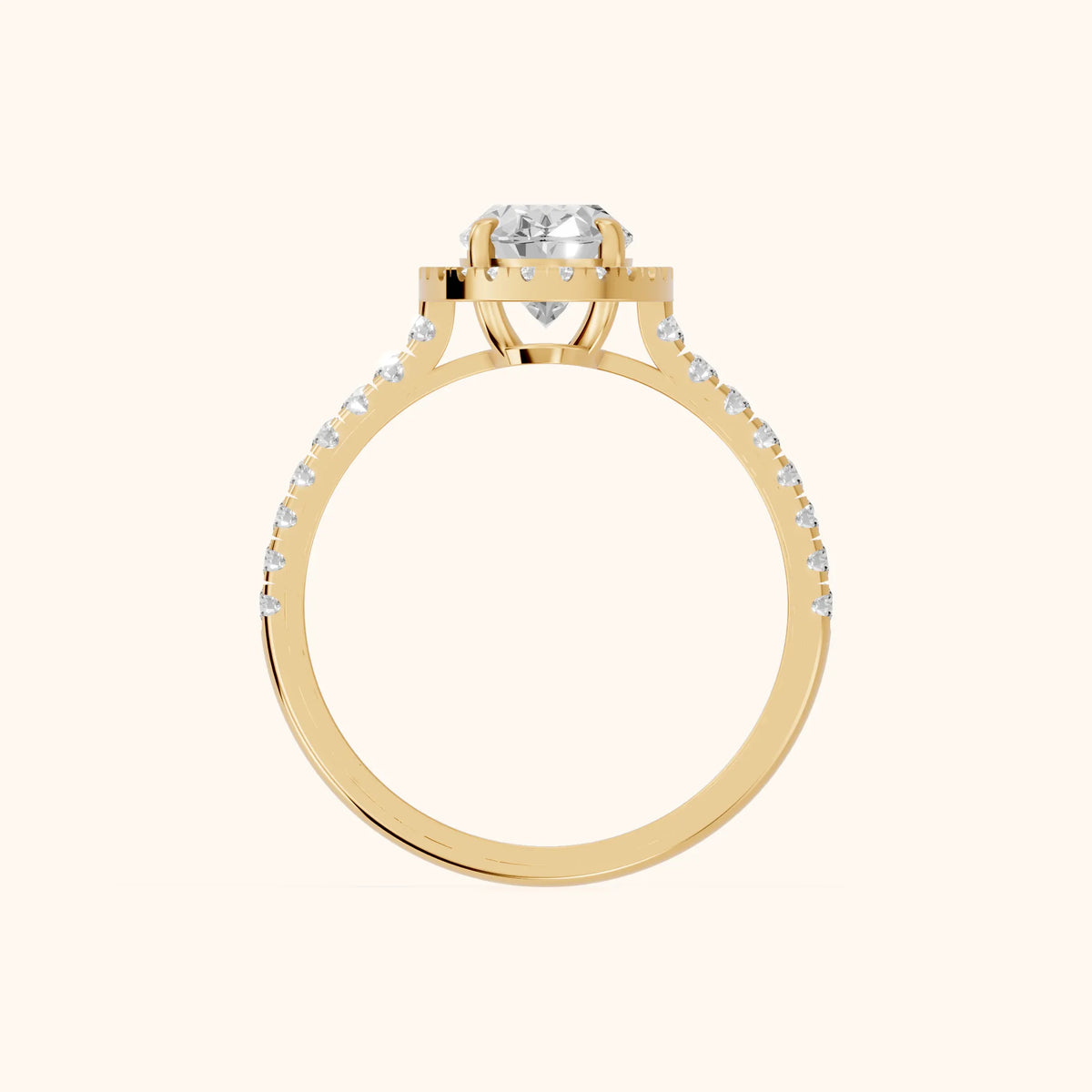 Mabel Halo French Pavé Oval Diamond Engagement Ring in Yellow Gold - FingerView.webp