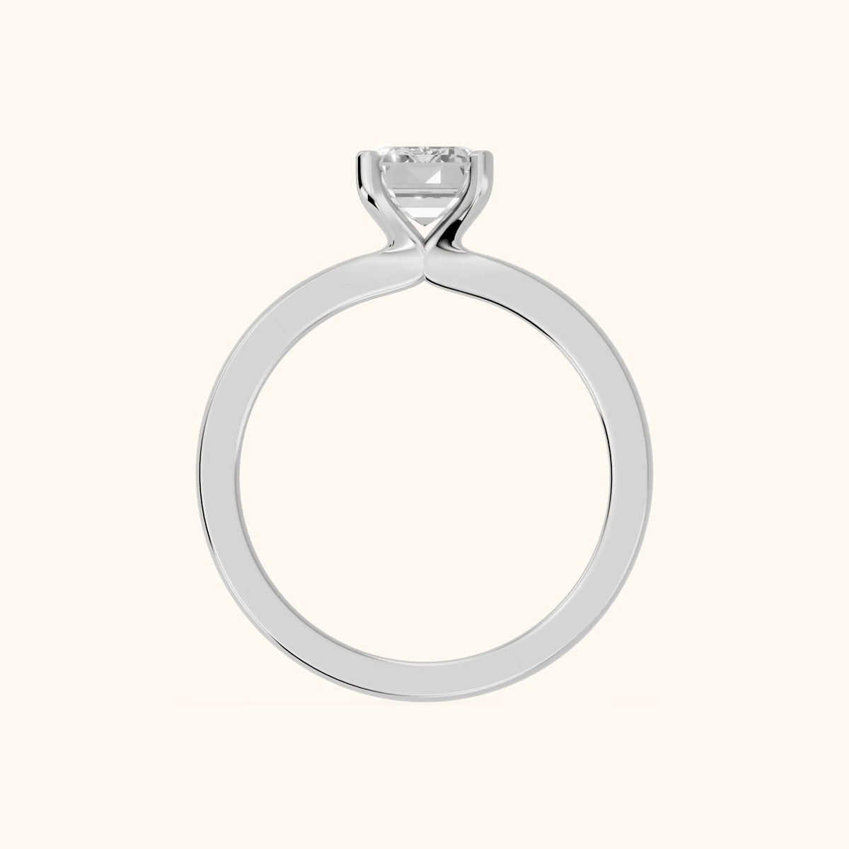 Matilda Cathedral Solitaire Emerald Diamond Engagement Ring in Silver - FingerView.webp