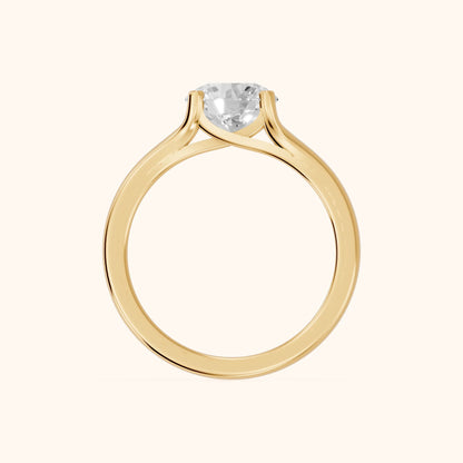 Nell Split Shank Solitaire Round Diamond Engagement Ring in Yellow Gold - FingerView.webp