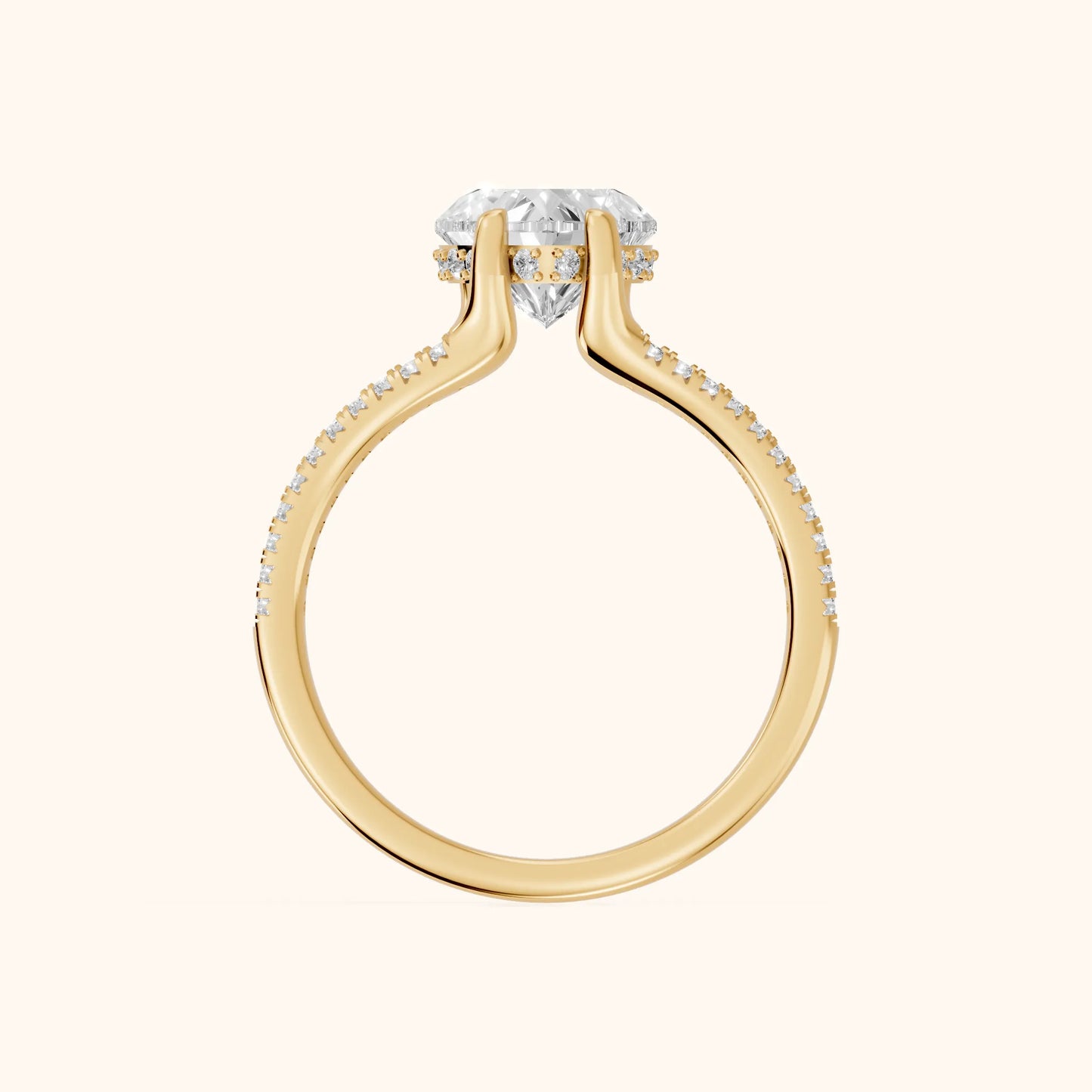 Eternal Embrace Solitaire Heart Diamond Engagement Ring in Yellow Gold - FingerView