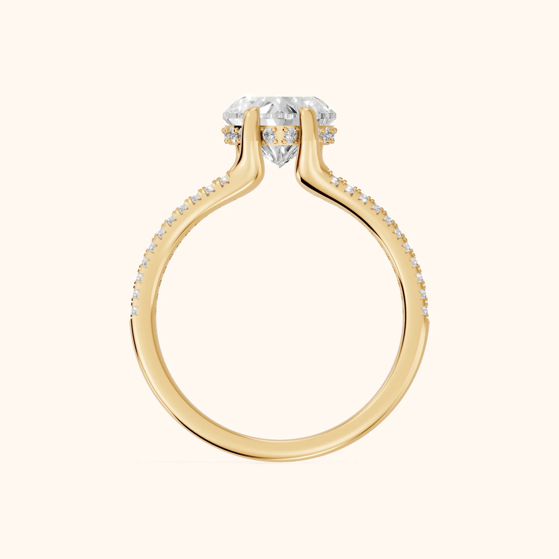 Eternal Embrace Solitaire Heart Diamond Engagement Ring in Yellow Gold - FingerView