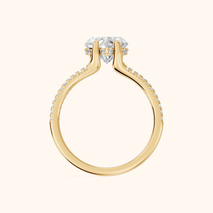 Eternal Embrace Solitaire Heart Diamond Engagement Ring in Yellow Gold - FingerView