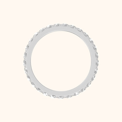 Ruhi French Pavé Round Diamond Eternity Band in Platinum - FingerView