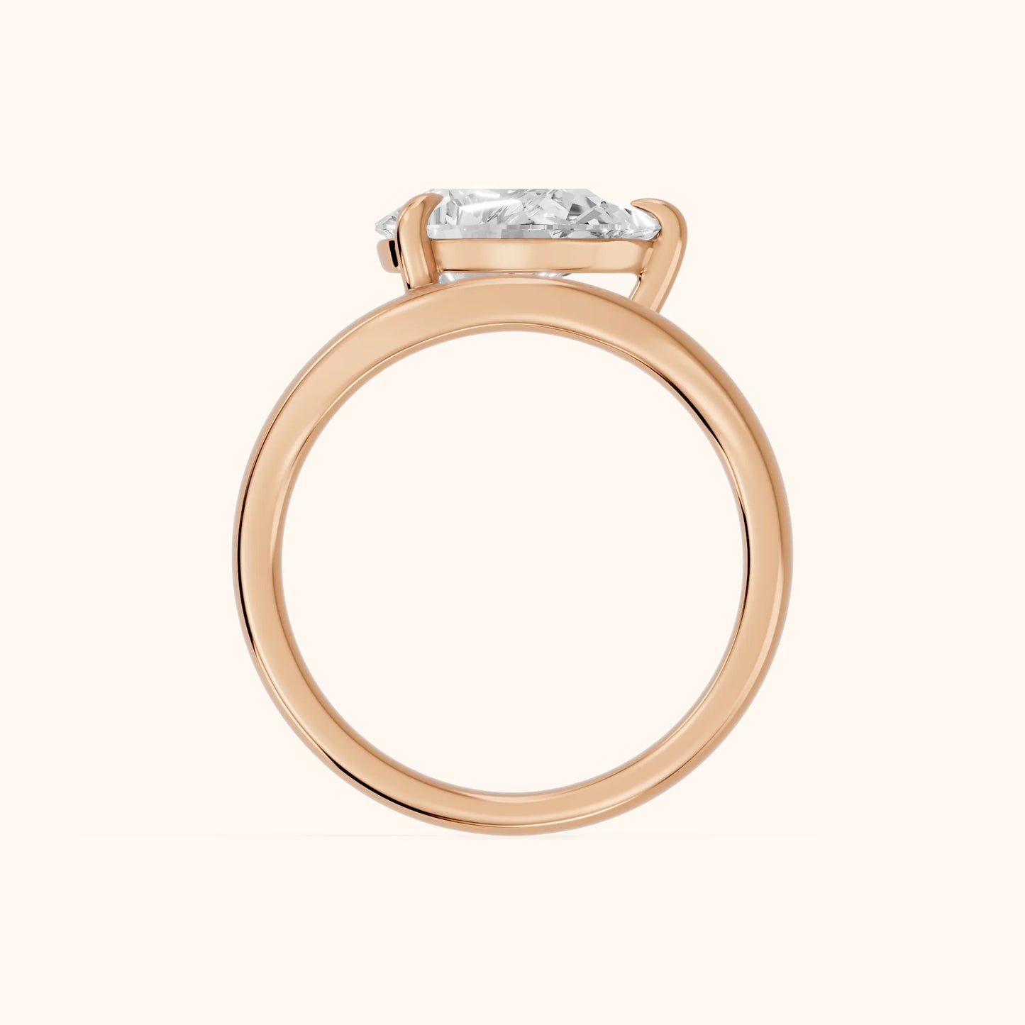 Seraphina Criss Cross Pear Diamond Engagement Ring in Rose Gold - FingerView