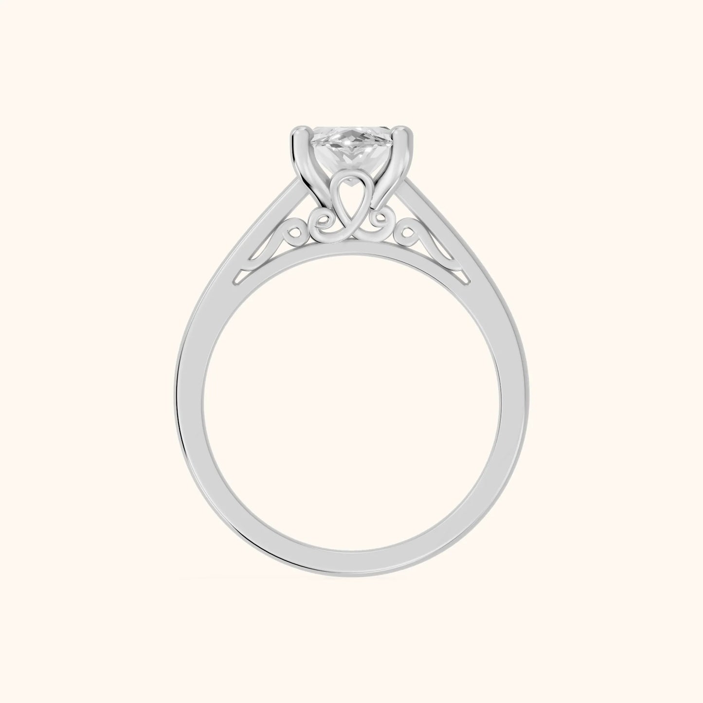 Iris Vintage Marquise Diamond Engagement Ring in White Gold - FingerView