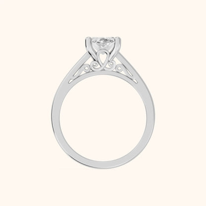 Iris Vintage Marquise Diamond Engagement Ring in White Gold - FingerView