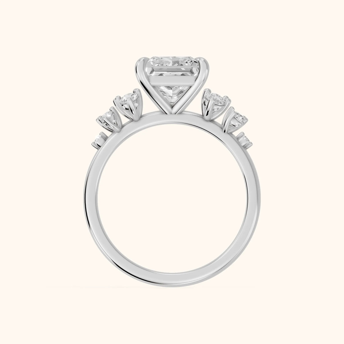 Mirabelle Cluster Princess Diamond Engagement Ring in White Gold - FingerView.webp