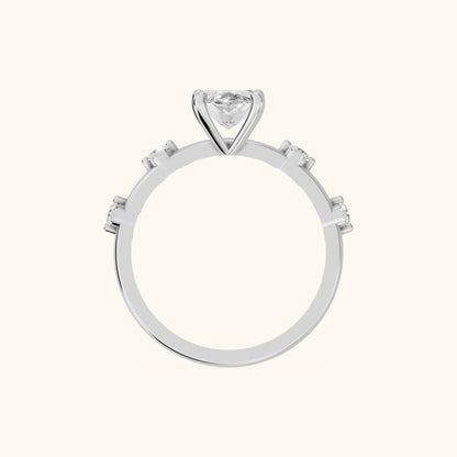 Elena Radiance Solitaire Marquise Diamond Engagement Ring in Silver - FingerView