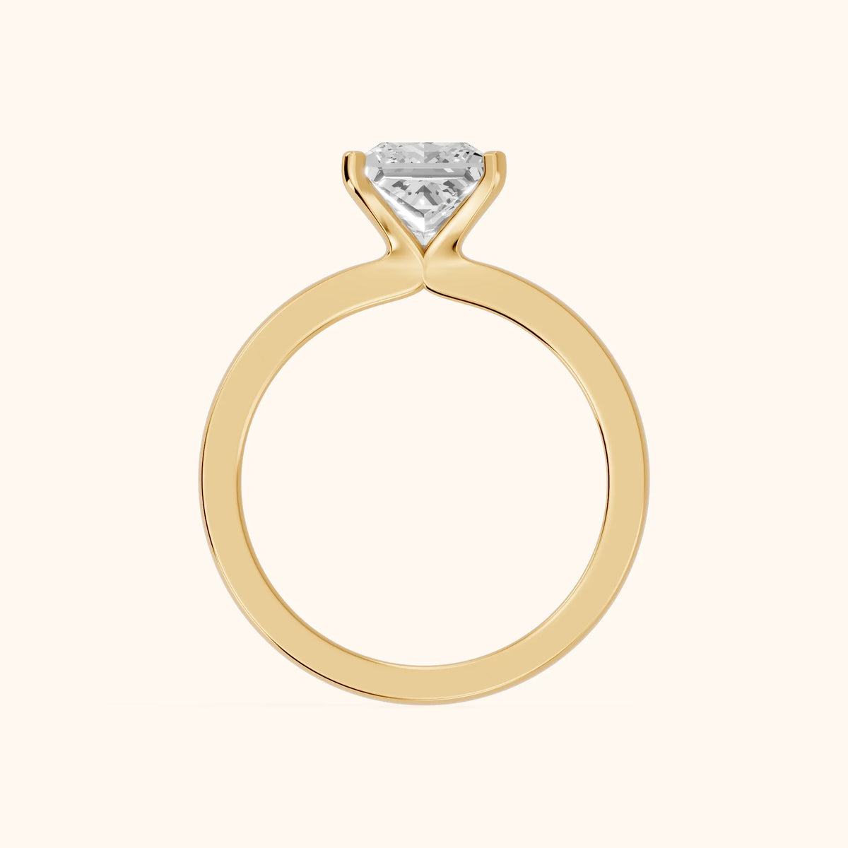 Matilda Cathedral Solitaire Princess Diamond Engagement Ring in Yellow Gold - FingerView.webp