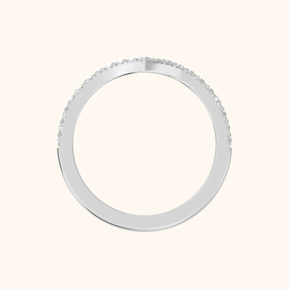 Amelie Curved Pavé Round Diamond Stackable Ring in Platinum - FingerView