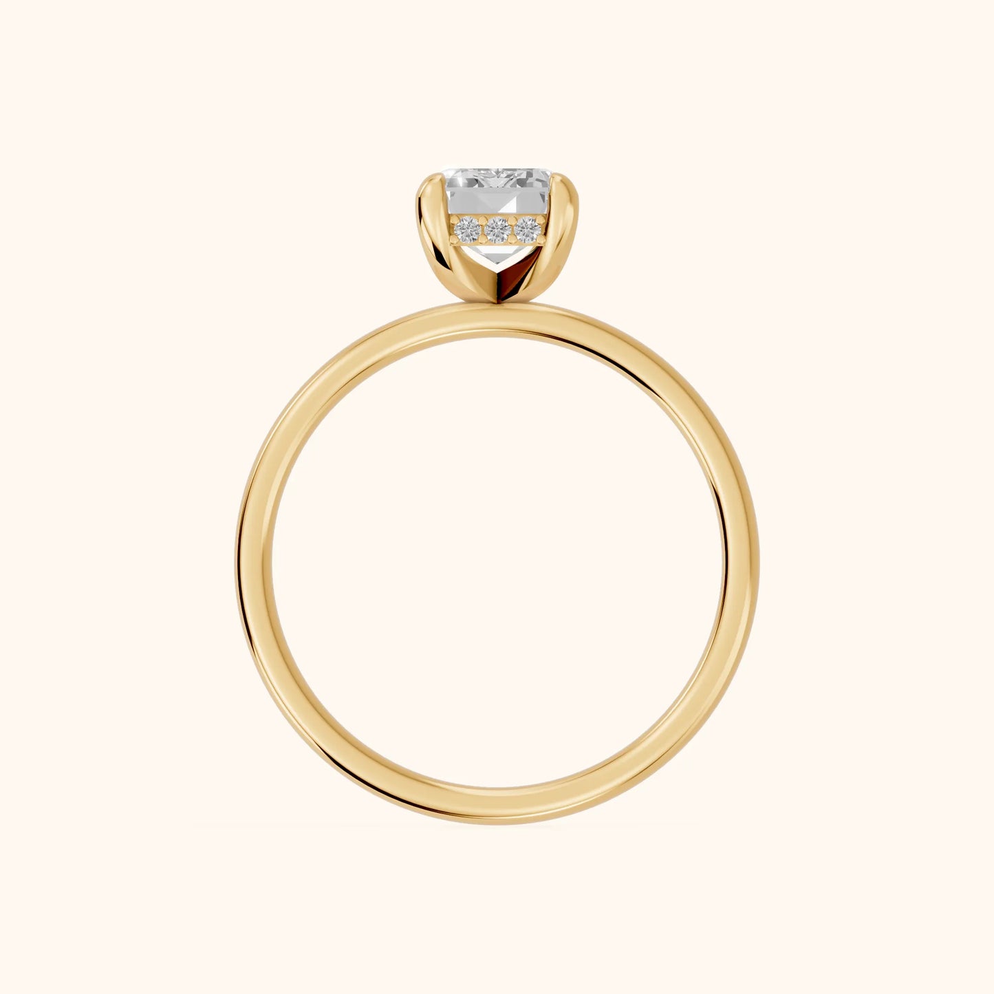 Charlotte Charm Solitaire Emerald Diamond Engagement Ring in Yellow Gold - FingerView