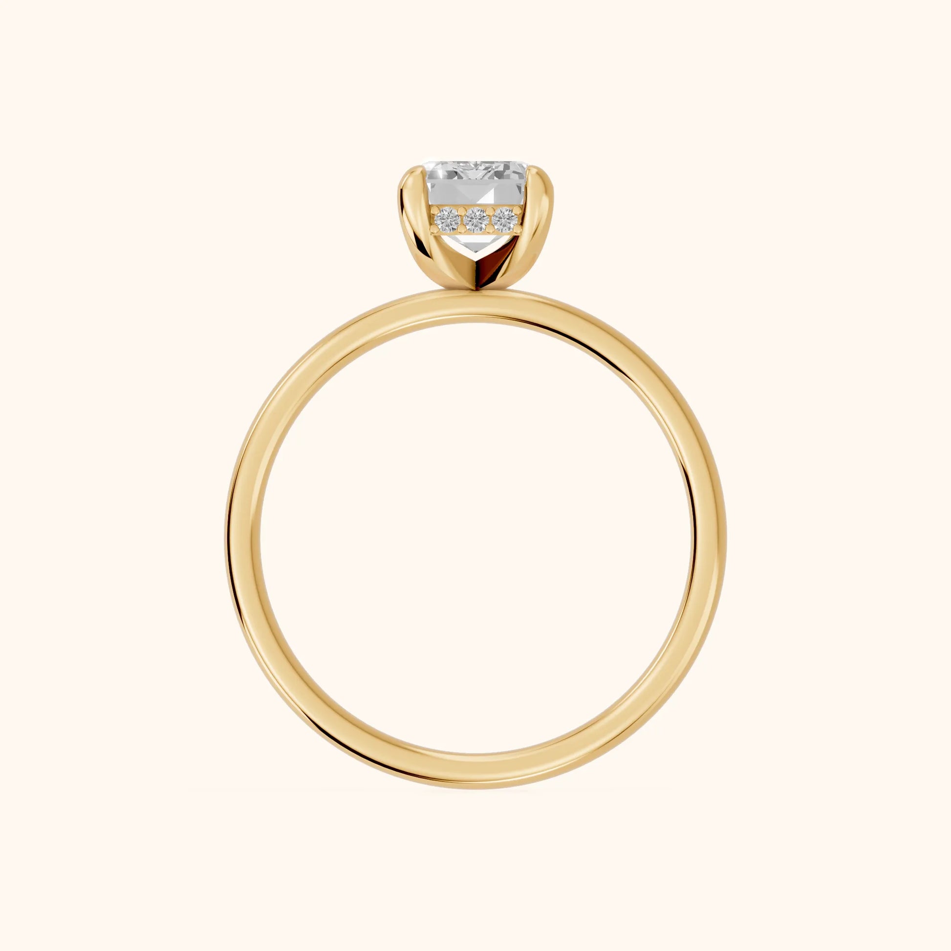 Charlotte Charm Solitaire Emerald Diamond Engagement Ring in Yellow Gold - FingerView
