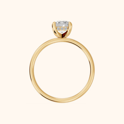 Charlotte Charm Solitaire Emerald Diamond Engagement Ring in Yellow Gold - FingerView