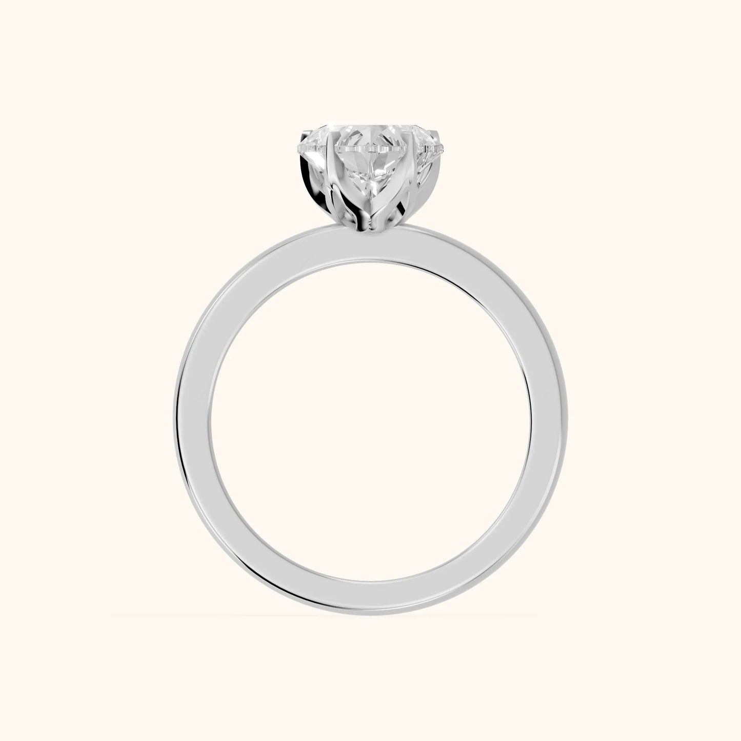 Serena Blossom Solitaire Heart Diamond Engagement Ring in White Gold - FingerView