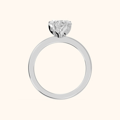 Serena Blossom Solitaire Heart Diamond Engagement Ring in White Gold - FingerView
