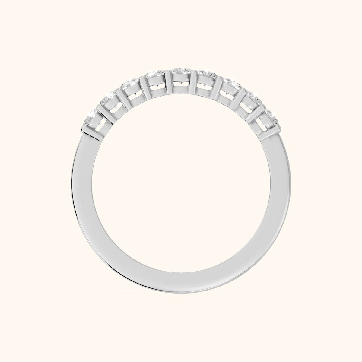 Daniela Shared Prong Round Diamond Half Eternity Band in White Gold - FingerView