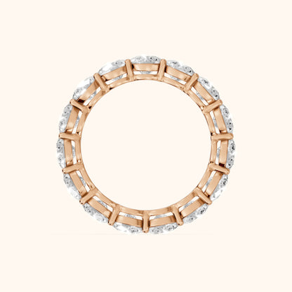 Larissa Shared Prong Round Diamond Eternity Band in Rose Gold - FingerView
