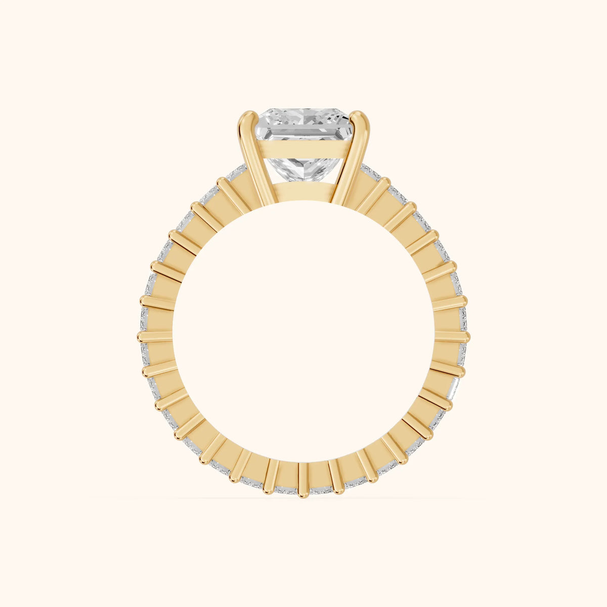 Mallory Shared Prong Princess Diamond Engagement Ring in Yellow Gold - FingerView.webp