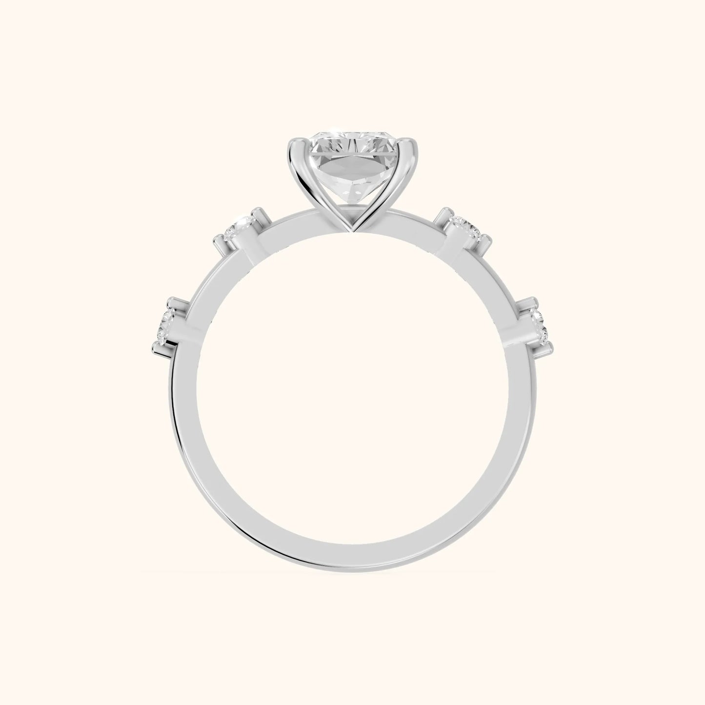 Elena Radiance Radiant Diamond Engagement Ring in White Gold - FingerView