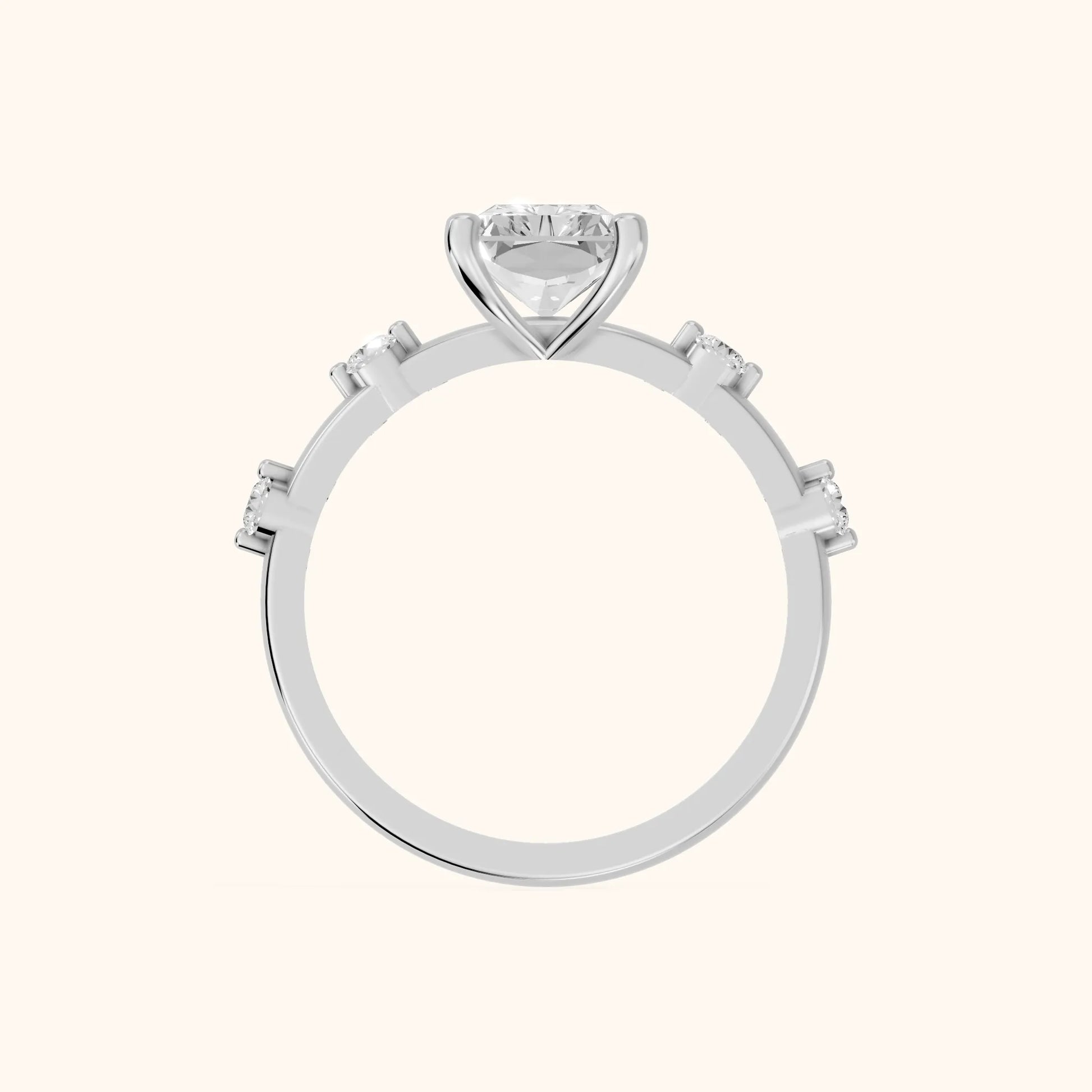 Elena Radiance Radiant Diamond Engagement Ring in White Gold - FingerView