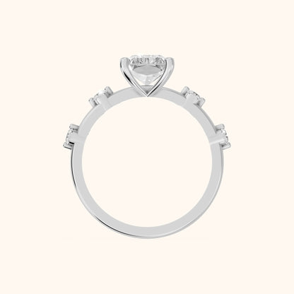 Elena Radiance Radiant Diamond Engagement Ring in White Gold - FingerView