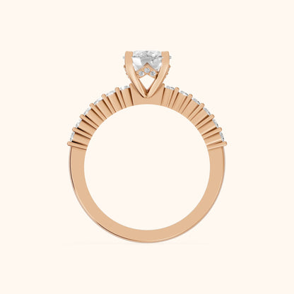 Honor Sidestone Cushion Diamond Engagement Ring in Rose Gold - FingerView.webp