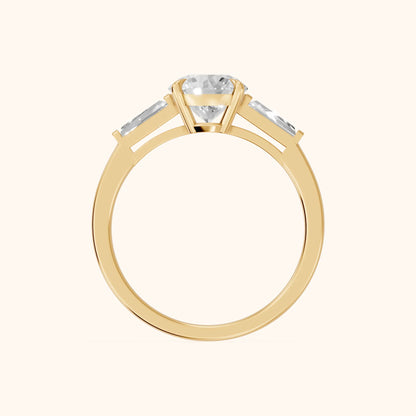 Winnie Three-Stone Round Diamond Engagement Ring in Yellow Gold - FingerView.webp