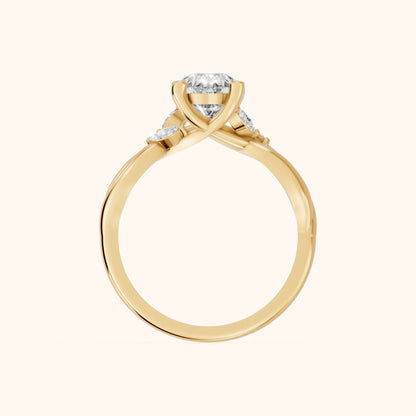 Luna Glow Twisted Pear Diamond Engagement Ring in Yellow Gold - FingerView