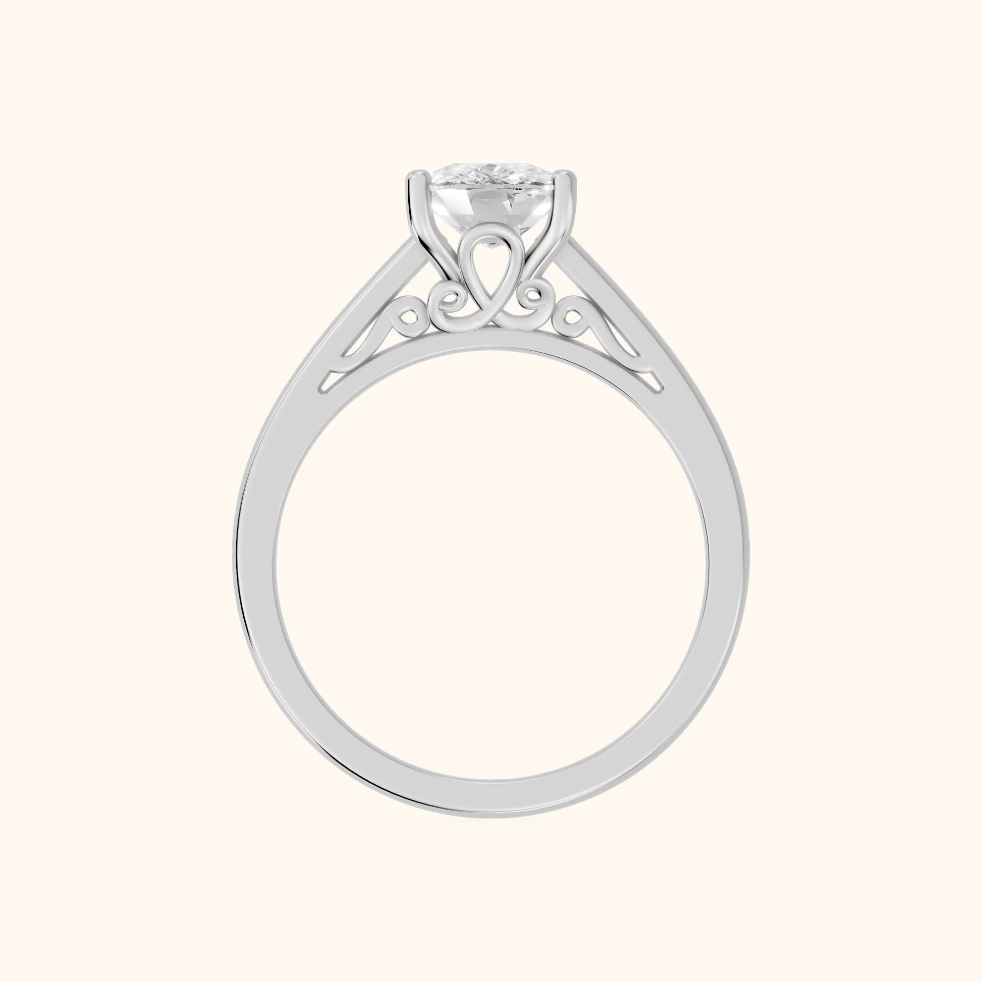 Iris Vintage Cushion Diamond Engagement Ring in Platinum - FingerView