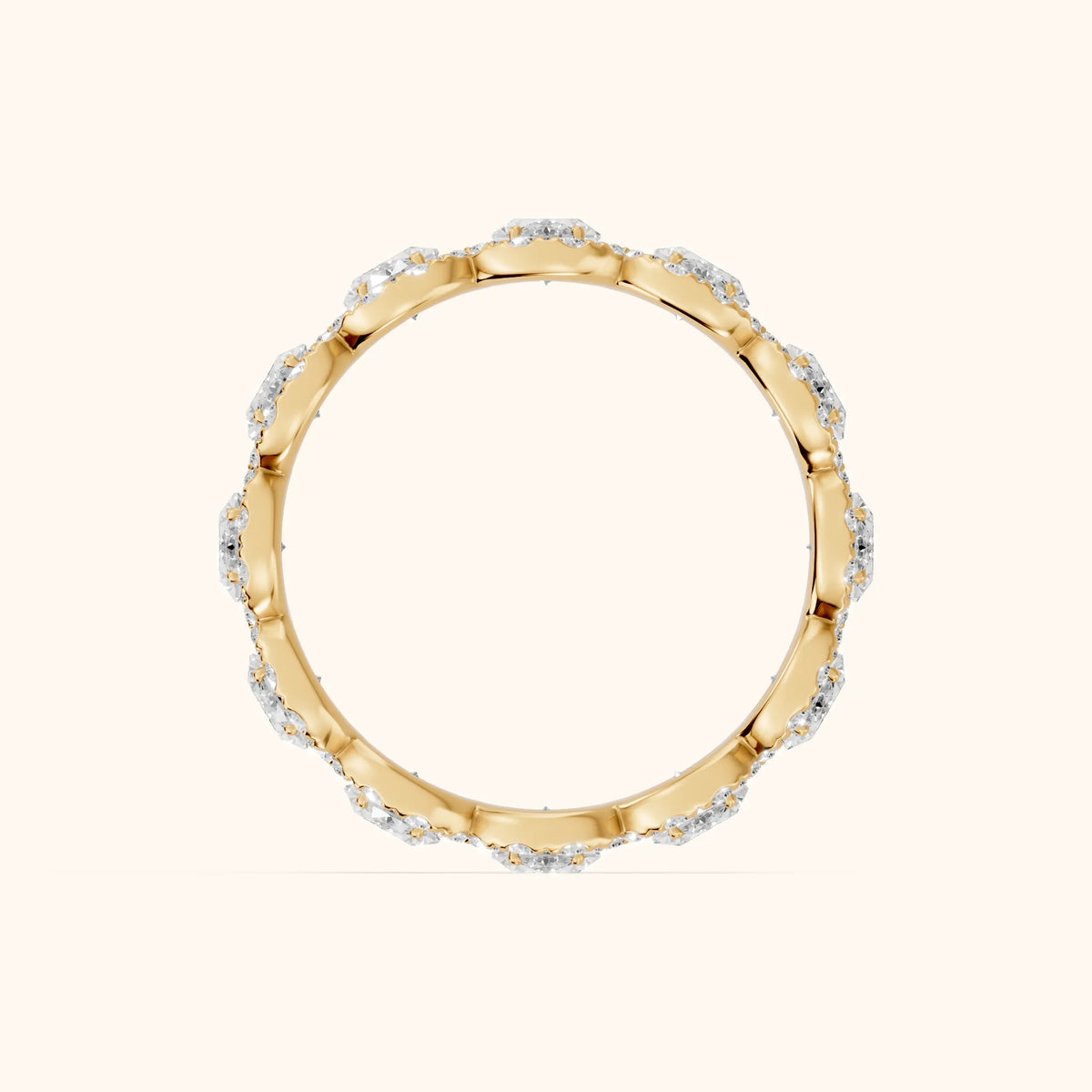 Delphine Pavé Oval Diamond Eternity Band in Yellow Gold - FingerView