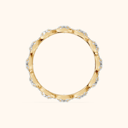 Delphine Pavé Oval Diamond Eternity Band in Yellow Gold - FingerView