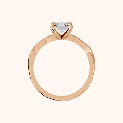 Iris Twist Radiant Diamond Engagement Ring in Rose Gold - FingerView
