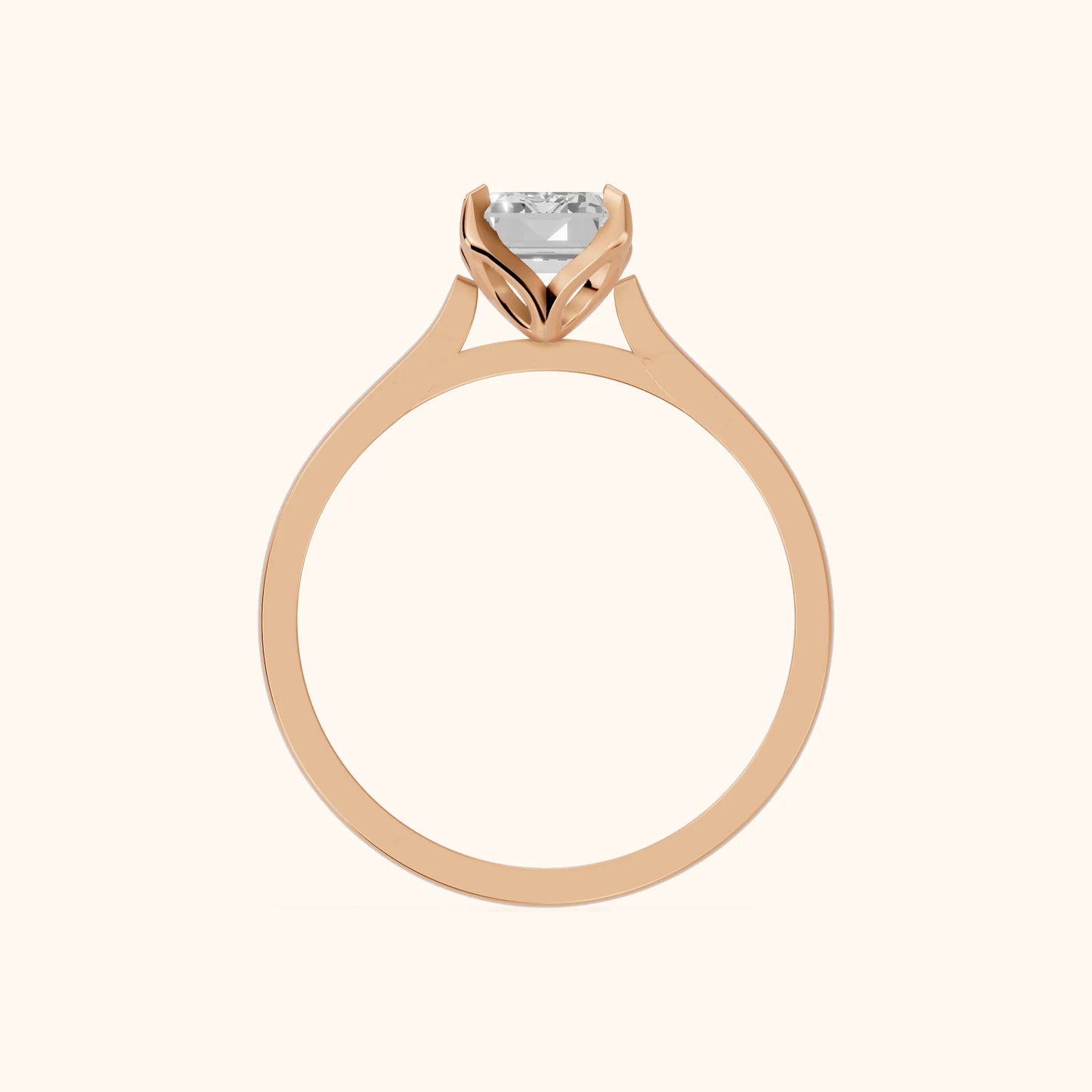 Isabella Bloom Solitaire Emerald Diamond Engagement Ring in Rose Gold - FingerView