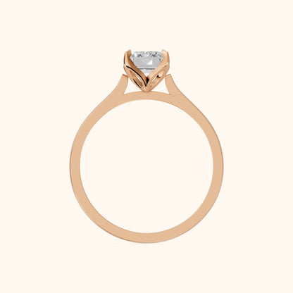 Isabella Bloom Solitaire Emerald Diamond Engagement Ring in Rose Gold - FingerView