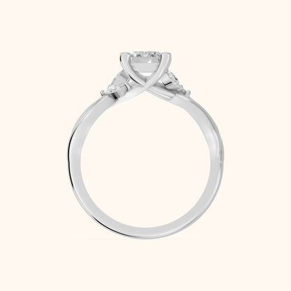 Luna Glow Twisted Emerald Diamond Engagement Ring in Silver - FingerView