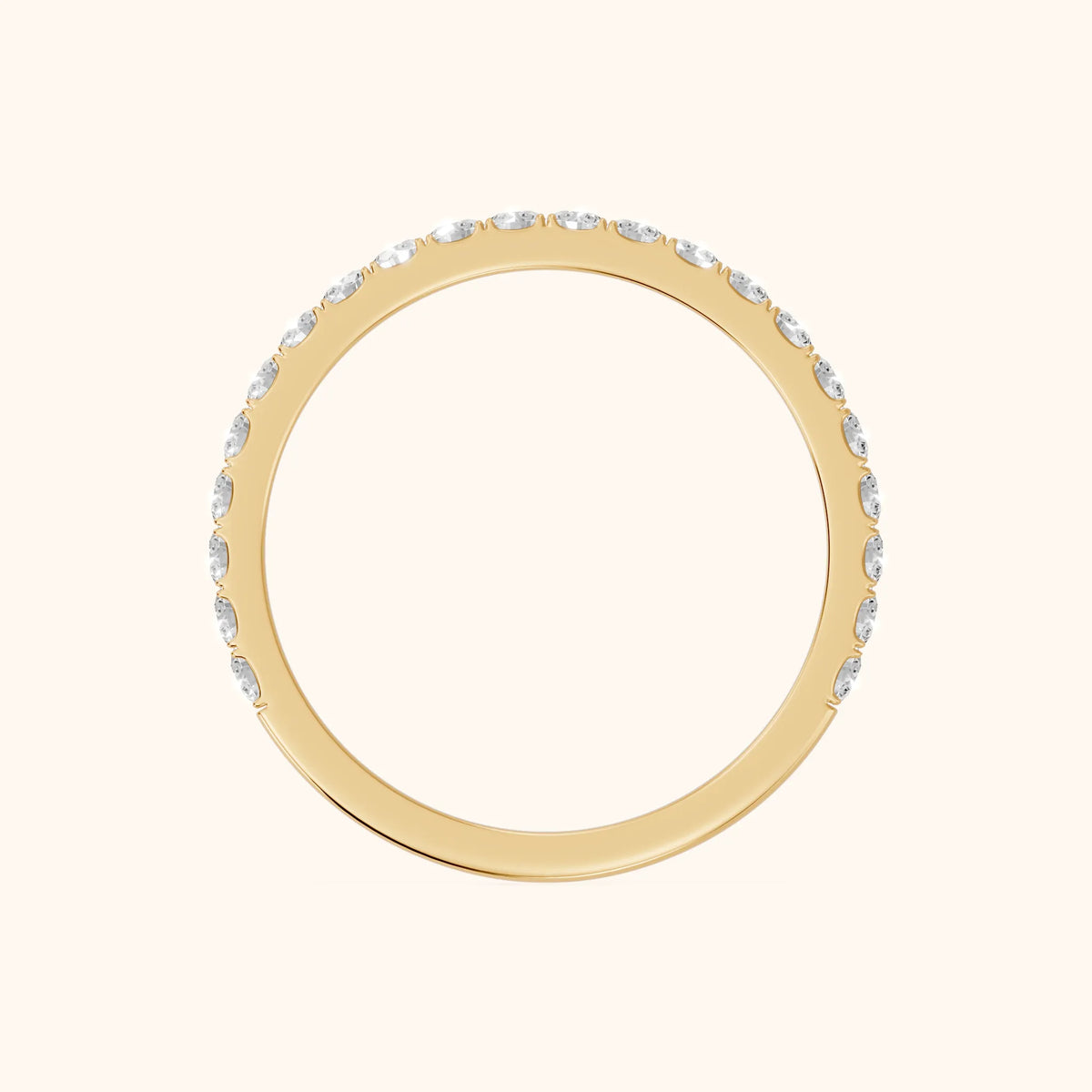Jaya French Pavé Round Diamond Half Eternity Band in Yellow Gold - FingerView