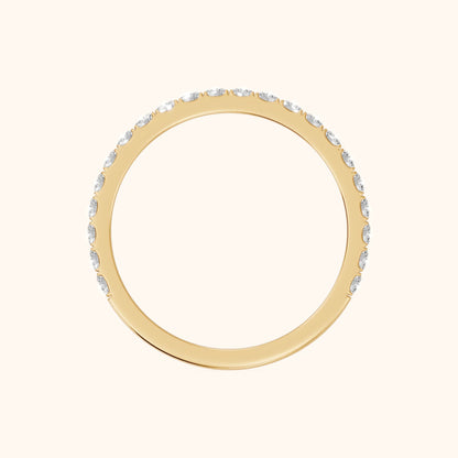 Jaya French Pavé Round Diamond Half Eternity Band in Yellow Gold - FingerView