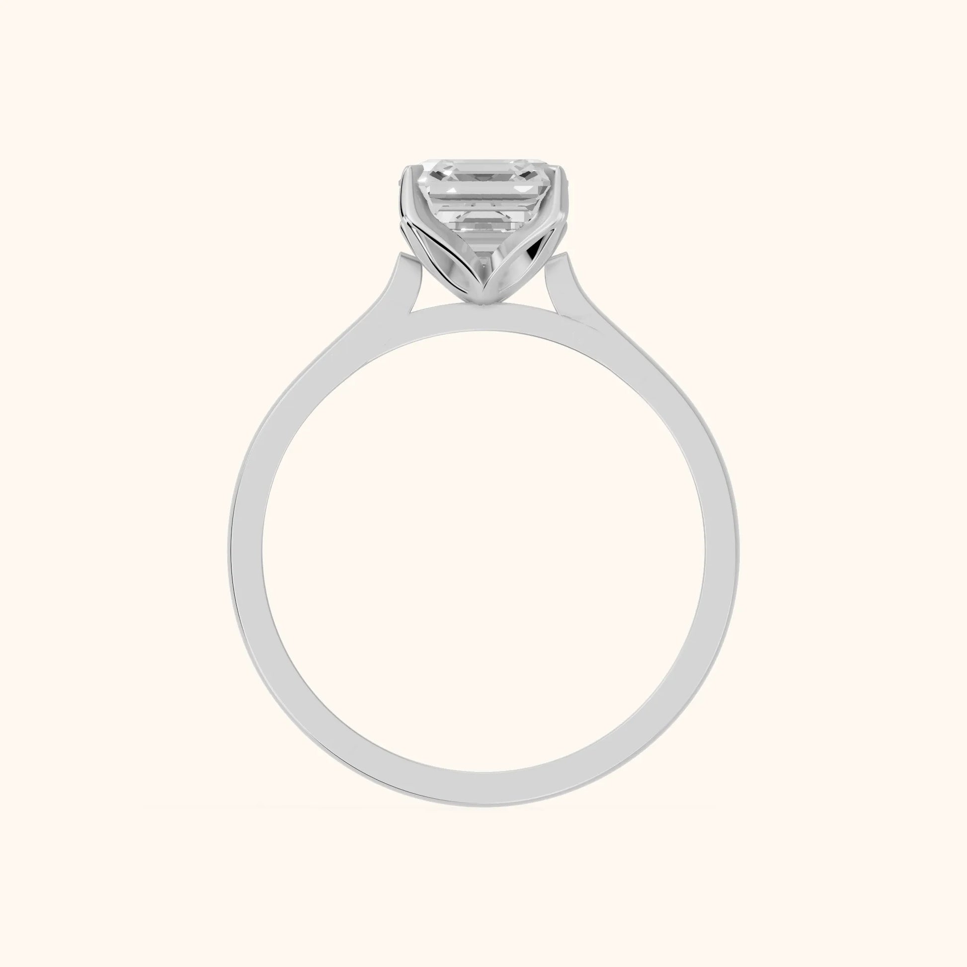 Isabella Bloom Solitaire Asscher Diamond Engagement Ring in White Gold - FingerView