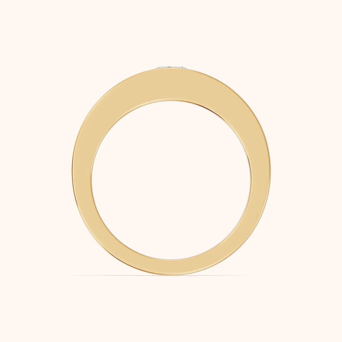 Marika Bezel Round Diamond Wedding Band in Yellow Gold - FingerView
