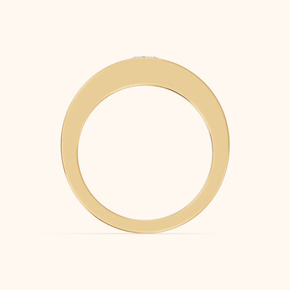 Marika Bezel Round Diamond Wedding Band in Yellow Gold - FingerView