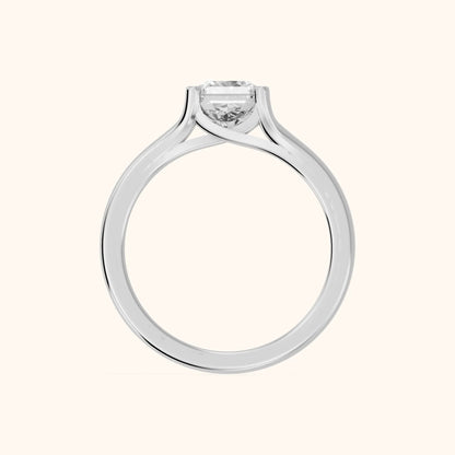 Nell Split Shank Solitaire Asscher Diamond Engagement Ring in Silver - FingerView.webp