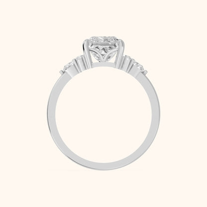 Amelia Three Stone Princess Diamond Engagement Ring in White Gold - FingerView