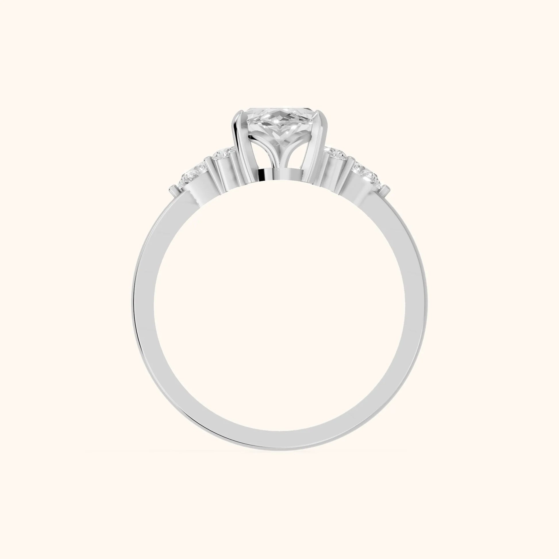 Amelia Three Stone Marquise Diamond Engagement Ring in White Gold - FingerView