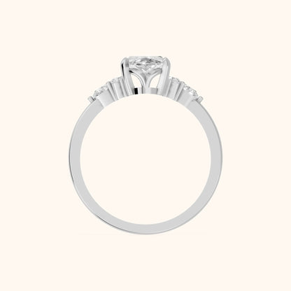 Amelia Three Stone Marquise Diamond Engagement Ring in White Gold - FingerView