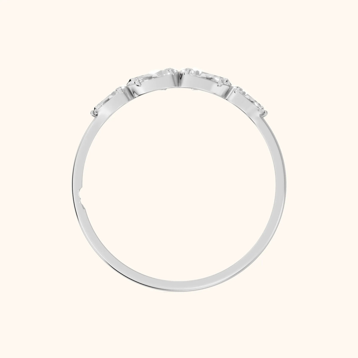 Samara Petite Pear Diamond Wedding Band in Silver - FingerView