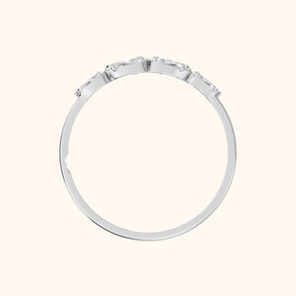 Samara Petite Pear Diamond Wedding Band in Silver - FingerView